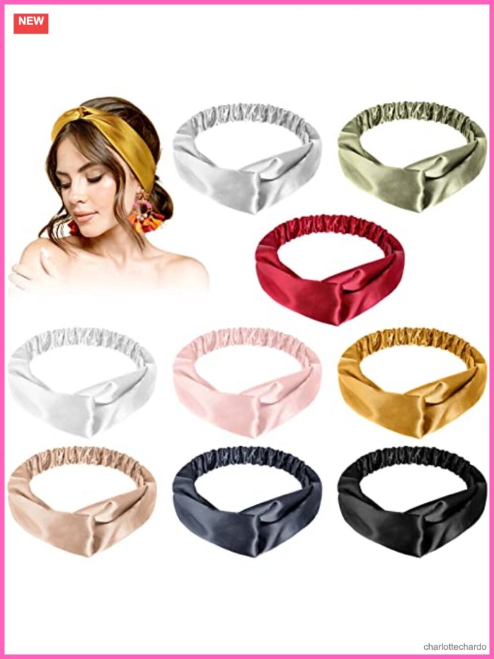 Satin Twisted Turban Headbands Set Elastic Silky Hair Accessories Yoga Makeup
